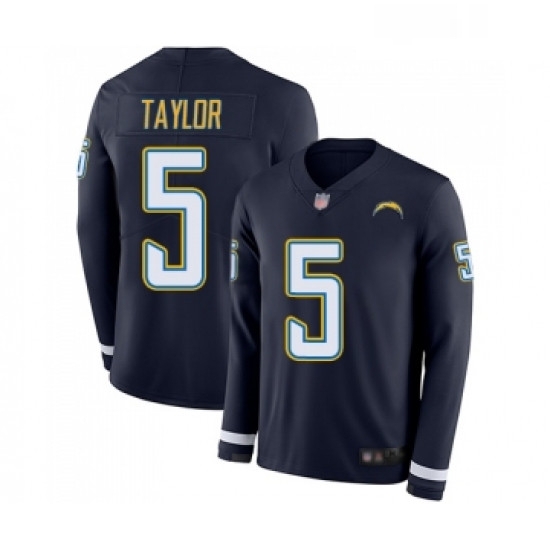 Youth Los Angeles Chargers 5 Tyrod Taylor Limited Navy Blue Therma Long Sleeve Football Jersey Youth Los Angeles Chargers 5 Tyrod Taylor Limited Navy Blue Therma Long Sleeve Football Jersey