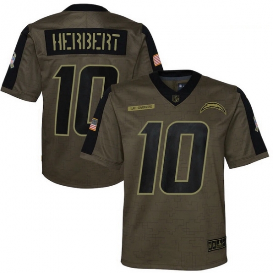Youth Los Angeles Chargers Justin Herbert Nike Olive 2021 Salute To Service Game Jersey Youth Los Angeles Chargers Justin Herbert Nike Olive 2021 Salute To Service Game Jersey