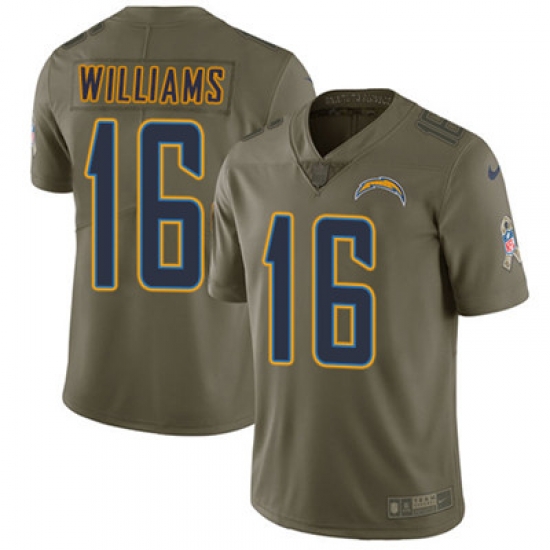 Youth Nike Chargers #16 Tyrell Williams Olive Stitched NFL Limited 2017 Salute to Service Jersey Youth Nike Chargers #16 Tyrell Williams Olive Stitched NFL Limited 2017 Salute to Service Jersey