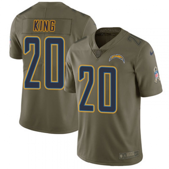 Youth Nike Chargers #20 Desmond King Olive Stitched NFL Limited 2017 Salute to Service Jersey Youth Nike Chargers #20 Desmond King Olive Stitched NFL Limited 2017 Salute to Service Jersey