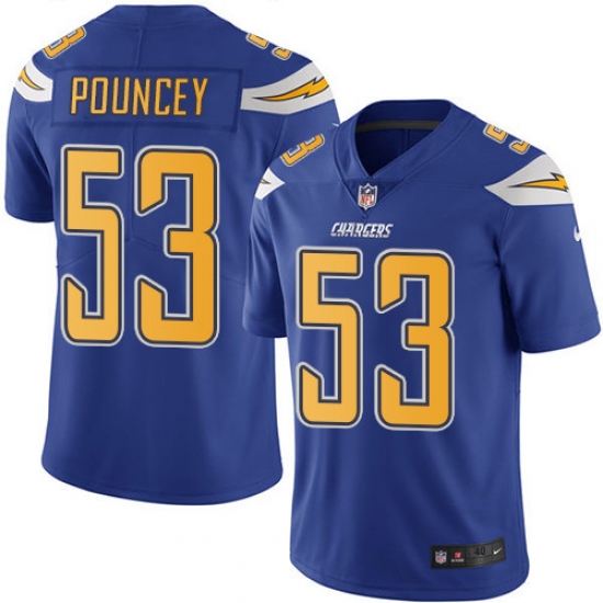 Youth Nike Chargers 53 Mike Pouncey Electric Blue Stitched NFL Limited Rush Jersey Youth Nike Chargers 53 Mike Pouncey Electric Blue Stitched NFL Limited Rush Jersey