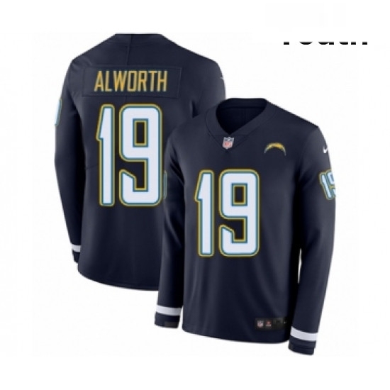 Youth Nike Los Angeles Chargers 19 Lance Alworth Limited Navy Blue Therma Long Sleeve NFL Jersey Youth Nike Los Angeles Chargers 19 Lance Alworth Limited Navy Blue Therma Long Sleeve NFL Jersey