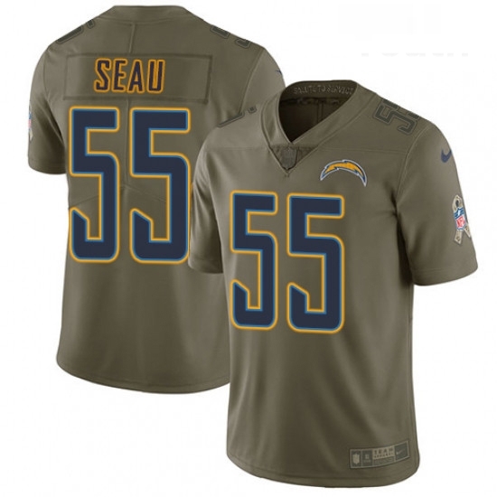 Youth Nike Los Angeles Chargers 55 Junior Seau Limited Olive 2017 Salute to Service NFL Jersey Youth Nike Los Angeles Chargers 55 Junior Seau Limited Olive 2017 Salute to Service NFL Jersey