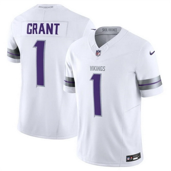 Men Minnesota Vikings 1 Bud Grant White F U S E Winter Warrior Limited Stitched Jersey Men Minnesota Vikings 1 Bud Grant White F U S E Winter Warrior Limited Stitched Jersey