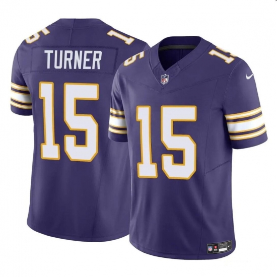 Men Minnesota Vikings 15 Dallas Turner Purple 2024 Draft Throwback Vapor Untouchable Limited Stitched Jersey Men Minnesota Vikings 15 Dallas Turner Purple 2024 Draft Throwback Vapor Untouchable Limited Stitched Jersey