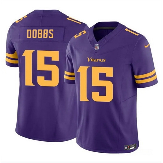 Men Minnesota Vikings 15 Josh Dobbs Purple 2023 F U S E Color Rush Stitched Jersey Men Minnesota Vikings 15 Josh Dobbs Purple 2023 F U S E Color Rush Stitched Jersey