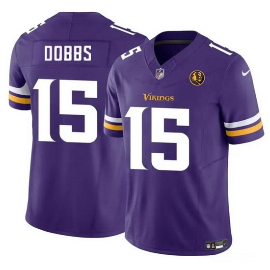 Men Minnesota Vikings 15 Josh Dobbs Purple 2023 F U S E With John Madden Patch Vapor Limited Stitched Football Jersey Men Minnesota Vikings 15 Josh Dobbs Purple 2023 F U S E With John Madden Patch Vapor Limited Stitched Football Jersey