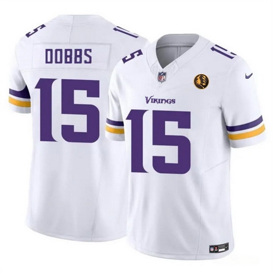 Men Minnesota Vikings 15 Josh Dobbs Purple White 2023 F U S E With John Madden Patch Vapor Limited Stitched Football Jersey Men Minnesota Vikings 15 Josh Dobbs Purple White 2023 F U S E With John Madden Patch Vapor Limited Stitched Football Jersey