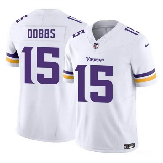 Men Minnesota Vikings 15 Josh Dobbs White 2023 F U S E Vapor Untouchable Limited Stitched Jersey Men Minnesota Vikings 15 Josh Dobbs White 2023 F U S E Vapor Untouchable Limited Stitched Jersey
