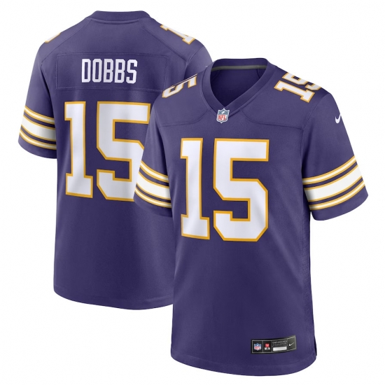 Men Minnesota Vikings 15 Joshua Dobbs Purple 2023 F U S E Vapor Throwback Limited Stitched Jersey Men Minnesota Vikings 15 Joshua Dobbs Purple 2023 F U S E Vapor Throwback Limited Stitched Jersey