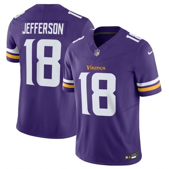Men Minnesota Vikings 18 Justin Jefferson Purple 2023 F U S E Vapor Untouchable Limited Stitched Jersey Men Minnesota Vikings 18 Justin Jefferson Purple 2023 F U S E Vapor Untouchable Limited Stitched Jersey