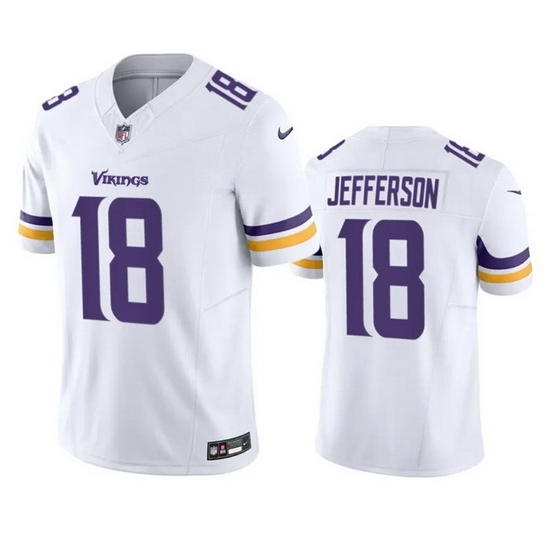 Men Minnesota Vikings 18 Justin Jefferson White 2023 F.U.S.E. Vapor Untouchable Stitched Jersey Men Minnesota Vikings 18 Justin Jefferson White 2023 F.U.S.E. Vapor Untouchable Stitched Jersey
