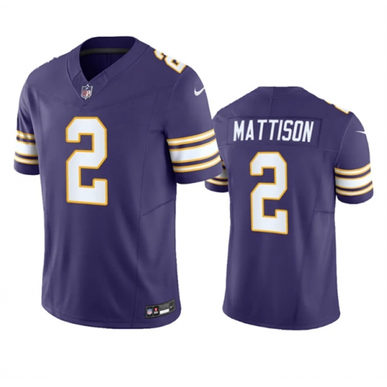 Men Minnesota Vikings 2 Alexander Mattison Purple 2023 F U S E Vapor Untouchable Limited Stitched Jersey Men Minnesota Vikings 2 Alexander Mattison Purple 2023 F U S E Vapor Untouchable Limited Stitched Jersey