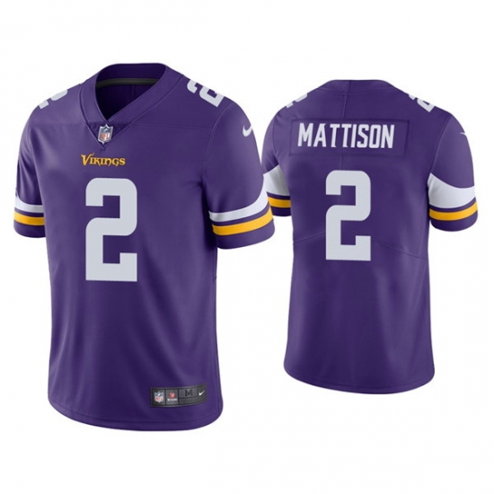 Men Minnesota Vikings 2 Alexander Mattison Purple Vapor Untouchable Limited Stitched Jersey Men Minnesota Vikings 2 Alexander Mattison Purple Vapor Untouchable Limited Stitched Jersey