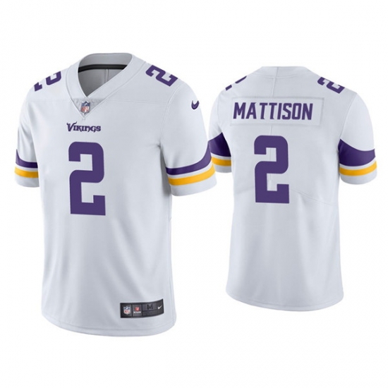 Men Minnesota Vikings 2 Alexander Mattison White Vapor Untouchable Limited Stitched Jersey Men Minnesota Vikings 2 Alexander Mattison White Vapor Untouchable Limited Stitched Jersey