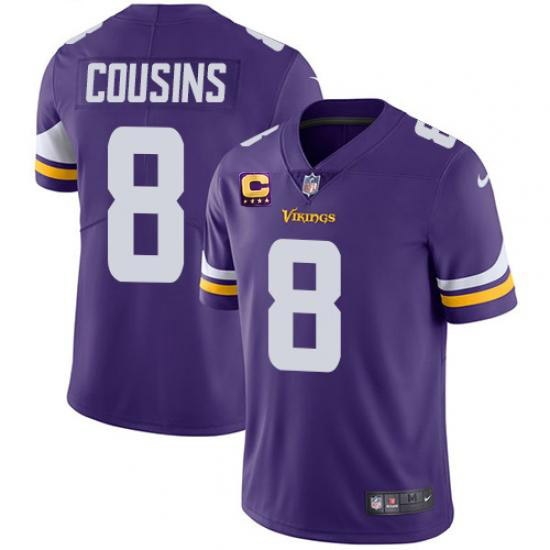 Men Minnesota Vikings 2022 #8 Kirk Cousins Purple With 4-Star C Patch Vapor Untouchable Limited Stitched NFL Jersey Men Minnesota Vikings 2022 #8 Kirk Cousins Purple With 4-Star C Patch Vapor Untouchable Limited Stitched NFL Jersey