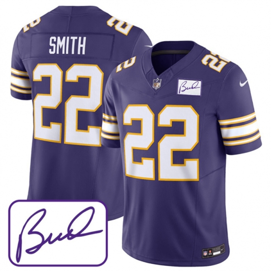 Men Minnesota Vikings 22 Harrison Smith Purple 2023 F U S E Bud Grant Patch Limited Stitched Jersey Men Minnesota Vikings 22 Harrison Smith Purple 2023 F U S E Bud Grant Patch Limited Stitched Jersey