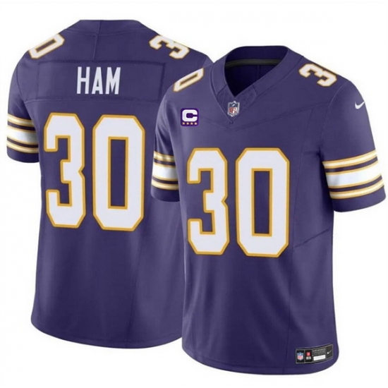 Men Minnesota Vikings 30 C J Ham Purple 2024 F U S E Throwback With 4 Star C Patch Vapor Untouchable Limited Stitched Jersey Men Minnesota Vikings 30 C J Ham Purple 2024 F U S E Throwback With 4 Star C Patch Vapor Untouchable Limited Stitched Jersey