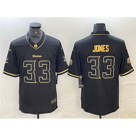 Men Minnesota Vikings 33 Aaron Jones Black Golden Edition Limited Stitched Jersey Men Minnesota Vikings 33 Aaron Jones Black Golden Edition Limited Stitched Jersey
