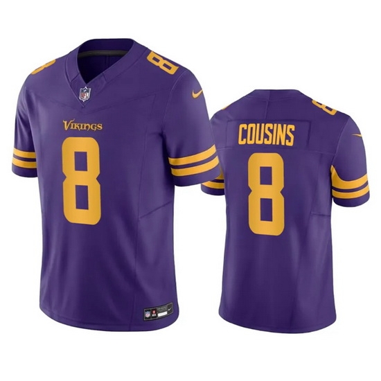 Men Minnesota Vikings 8 Kirk Cousins Purple 2023 F U S E Color Rush Stitched Jersey Men Minnesota Vikings 8 Kirk Cousins Purple 2023 F U S E Color Rush Stitched Jersey