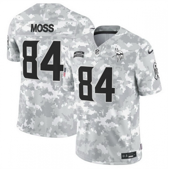 Men Minnesota Vikings 84 Randy Moss 2024 F U S E Arctic Camo Salute To Service Limited Stitched Football Jersey Men Minnesota Vikings 84 Randy Moss 2024 F U S E Arctic Camo Salute To Service Limited Stitched Football Jersey