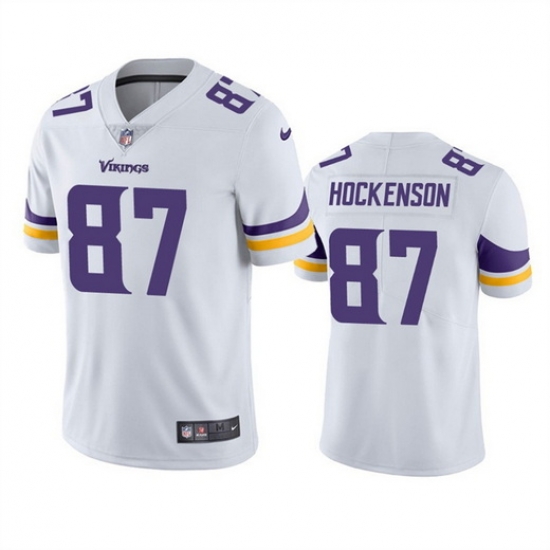 Men Minnesota Vikings 87 T J Hockenson White Vapor Untouchable Stitched Jersey Men Minnesota Vikings 87 T J Hockenson White Vapor Untouchable Stitched Jersey