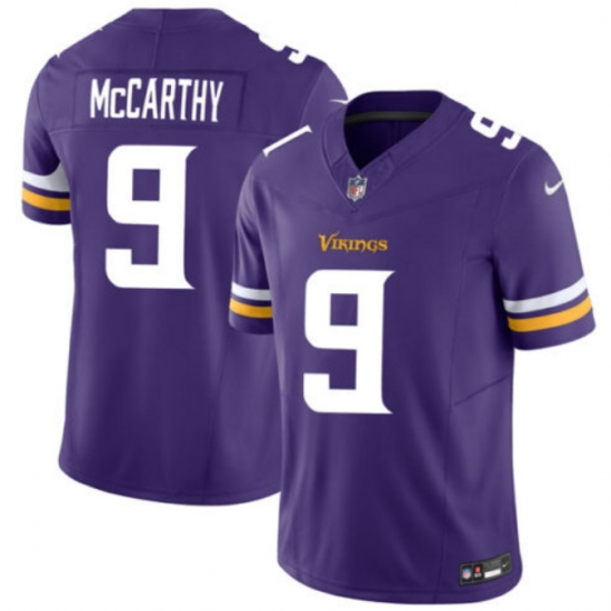 Men Minnesota Vikings #9 QB J.J. McCarthy Purple Stitched NFL Jersey Men Minnesota Vikings #9 QB J.J. McCarthy Purple Stitched NFL Jersey