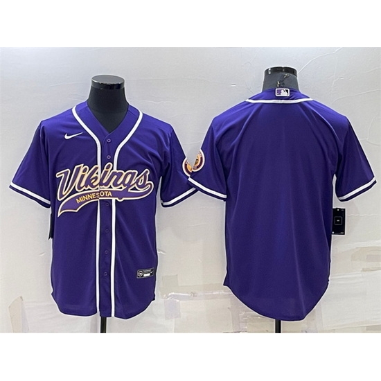 Men Minnesota Vikings Blank Purple With Patch Cool Base Stitched Baseball Jersey Men Minnesota Vikings Blank Purple With Patch Cool Base Stitched Baseball Jersey