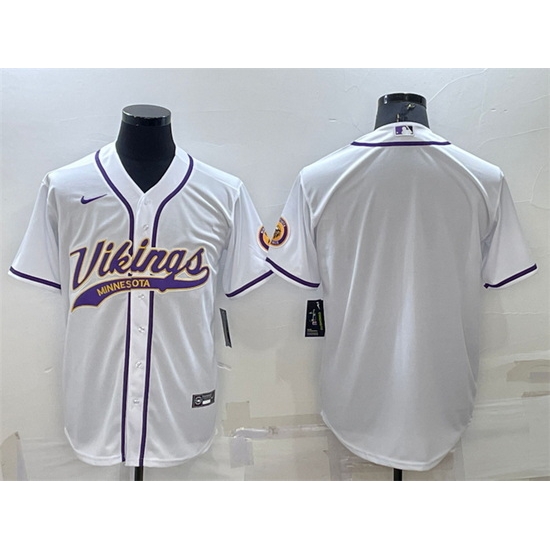 Men Minnesota Vikings Blank White With Patch Cool Base Stitched Baseb Men Minnesota Vikings Blank White With Patch Cool Base Stitched Baseb