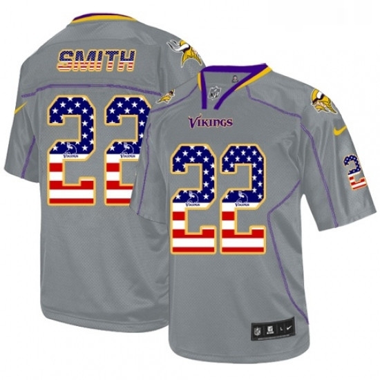 Mens Nike Minnesota Vikings 22 Harrison Smith Elite Grey USA Flag Fashion NFL Jersey Mens Nike Minnesota Vikings 22 Harrison Smith Elite Grey USA Flag Fashion NFL Jersey
