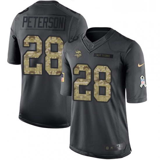 Mens Nike Minnesota Vikings 28 Adrian Peterson Limited Black 2016 Salute to Service NFL Jersey Mens Nike Minnesota Vikings 28 Adrian Peterson Limited Black 2016 Salute to Service NFL Jersey