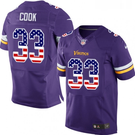 Mens Nike Minnesota Vikings 33 Dalvin Cook Elite Purple Home USA Flag Fashion NFL Jersey Mens Nike Minnesota Vikings 33 Dalvin Cook Elite Purple Home USA Flag Fashion NFL Jersey