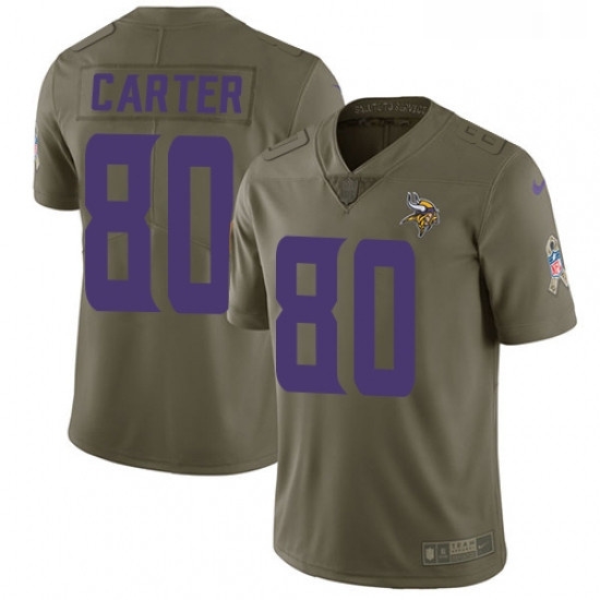 Mens Nike Minnesota Vikings 80 Cris Carter Limited Olive 2017 Salute to Service NFL Jersey Mens Nike Minnesota Vikings 80 Cris Carter Limited Olive 2017 Salute to Service NFL Jersey