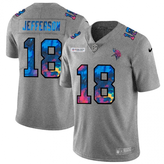 Minnesota Vikings 18 Justin Jefferson Men Nike Multi Color 2020 NFL Crucial Catch NFL Jersey Greyheather Minnesota Vikings 18 Justin Jefferson Men Nike Multi Color 2020 NFL Crucial Catch NFL Jersey Greyheather