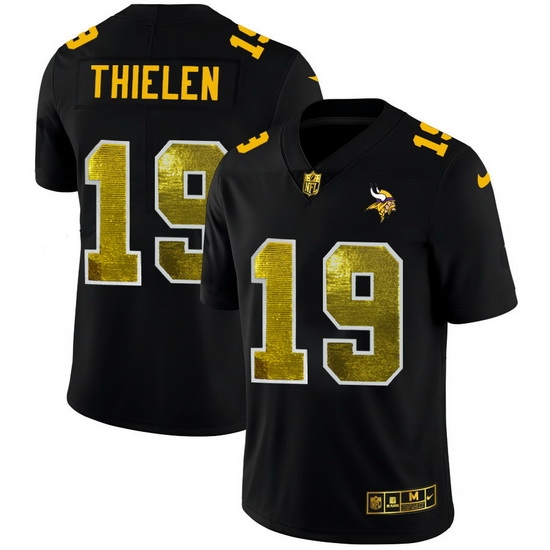 Minnesota Vikings 19 Adam Thielen Men Black Nike Golden Sequin Vapor Limited NFL Jersey Minnesota Vikings 19 Adam Thielen Men Black Nike Golden Sequin Vapor Limited NFL Jersey