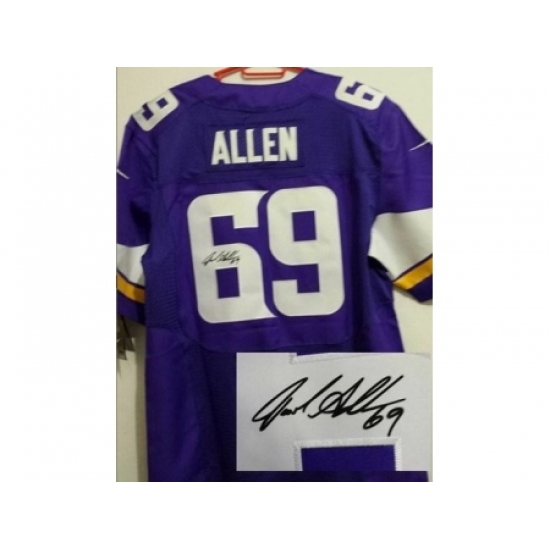 Nike Minnesota Vikings 69 Jared Allen Purple Elite Signed NFL Jersey Nike Minnesota Vikings 69 Jared Allen Purple Elite Signed NFL Jersey