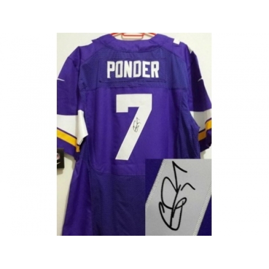 Nike Minnesota Vikings 7 Christian Ponder Purple Elite Signed NFL Jersey Nike Minnesota Vikings 7 Christian Ponder Purple Elite Signed NFL Jersey