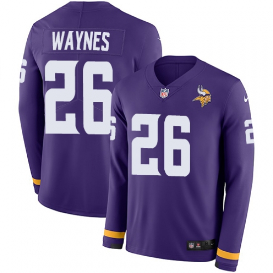 Nike Vikings #26 Trae Waynes Purple Team Color Men Stitched NFL Limited Therma Long Sleeve Jersey Nike Vikings #26 Trae Waynes Purple Team Color Men Stitched NFL Limited Therma Long Sleeve Jersey