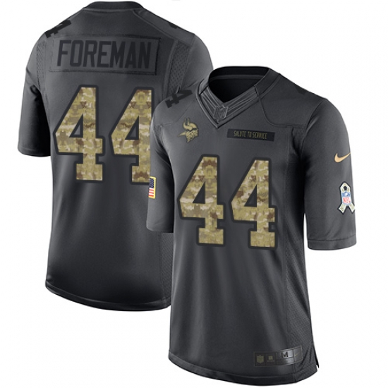 Nike Vikings #44 Chuck Foreman Black Mens Stitched NFL Limited 2016 Salute To Service Jersey Nike Vikings #44 Chuck Foreman Black Mens Stitched NFL Limited 2016 Salute To Service Jersey