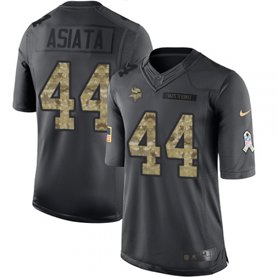 Nike Vikings #44 Matt Asiata Black Mens Stitched NFL Limited 2016 Salute To Service Jersey Nike Vikings #44 Matt Asiata Black Mens Stitched NFL Limited 2016 Salute To Service Jersey