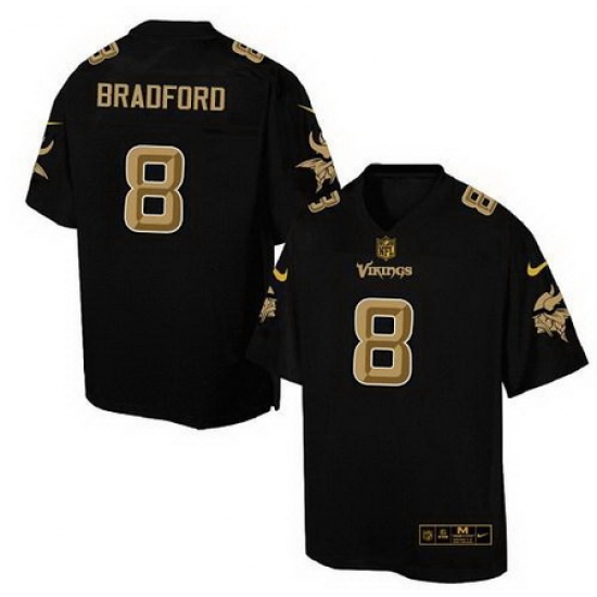 Nike Vikings #8 Sam Bradford Black Men Stitched NFL Elite Pro Line Gold Collection Jersey Nike Vikings #8 Sam Bradford Black Men Stitched NFL Elite Pro Line Gold Collection Jersey