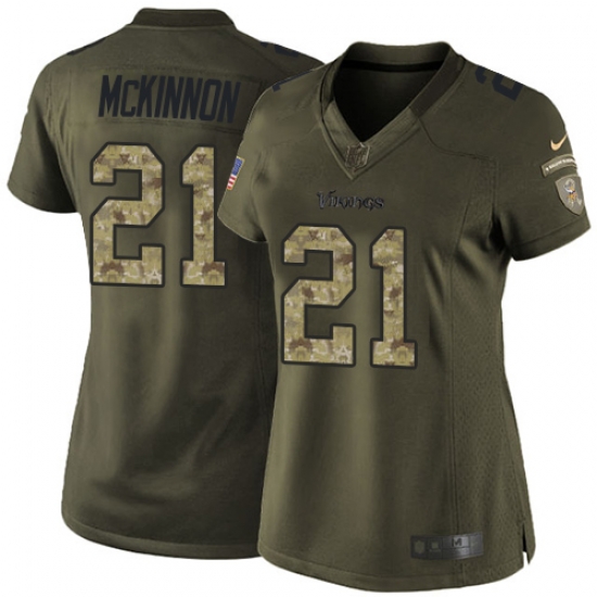 Nike Vikings #21 Jerick McKinnon Green Womens Stitched NFL Limited 2015 Salute to Service Jersey Nike Vikings #21 Jerick McKinnon Green Womens Stitched NFL Limited 2015 Salute to Service Jersey