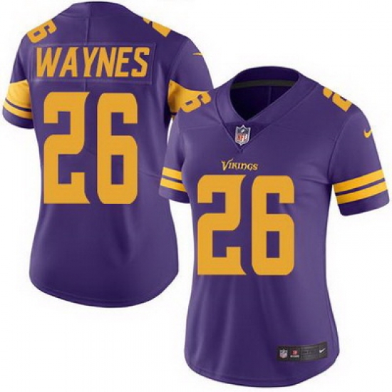 Nike Vikings #26 Trae Waynes Purple Womens Stitched NFL Limited Rush Jersey Nike Vikings #26 Trae Waynes Purple Womens Stitched NFL Limited Rush Jersey