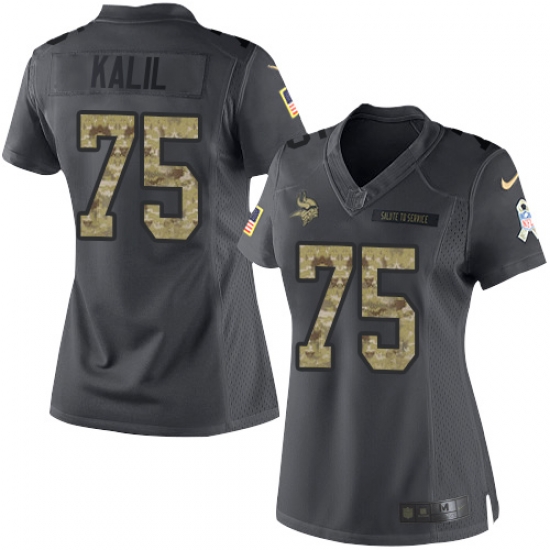 Nike Vikings #75 Matt Kalil Black Womens Stitched NFL Limited 2016 Salute To Service Jersey Nike Vikings #75 Matt Kalil Black Womens Stitched NFL Limited 2016 Salute To Service Jersey