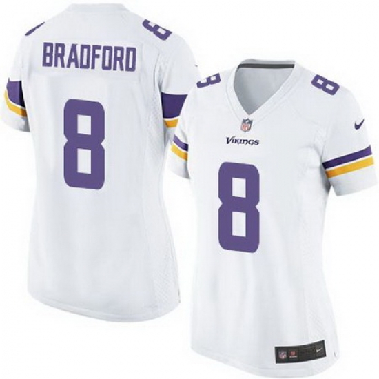 Nike Vikings #8 Sam Bradford White Women Stitched NFL Elite Jersey Nike Vikings #8 Sam Bradford White Women Stitched NFL Elite Jersey