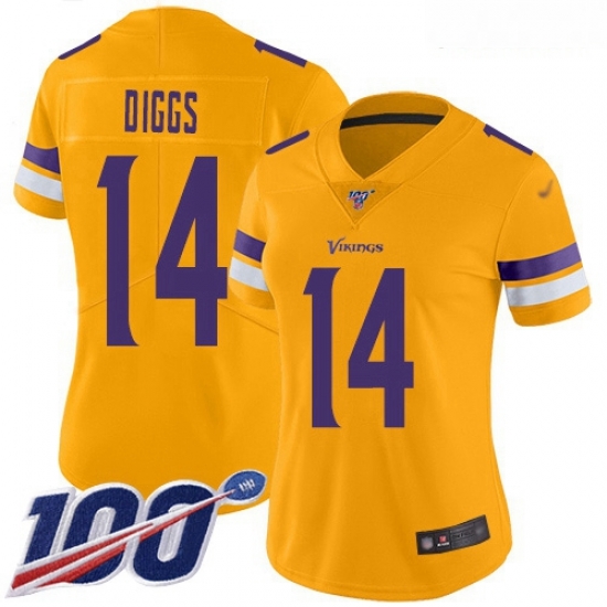 Vikings #14 Stefon Diggs Gold Women Stitched Football Limited Inverted Legend 100th Season Jersey Vikings #14 Stefon Diggs Gold Women Stitched Football Limited Inverted Legend 100th Season Jersey