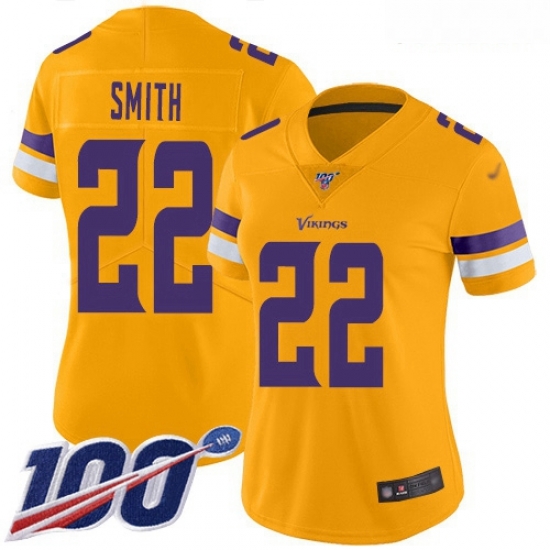 Vikings #22 Harrison Smith Gold Women Stitched Football Limited Inverted Legend 100th Season Jersey Vikings #22 Harrison Smith Gold Women Stitched Football Limited Inverted Legend 100th Season Jersey