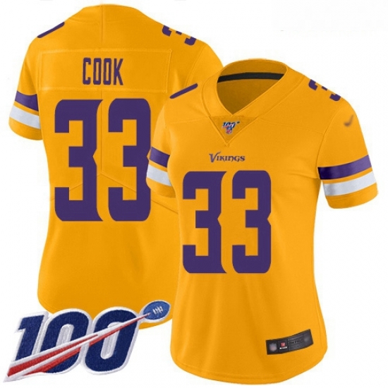 Vikings #33 Dalvin Cook Gold Women Stitched Football Limited Inverted Legend 100th Season Jersey Vikings #33 Dalvin Cook Gold Women Stitched Football Limited Inverted Legend 100th Season Jersey