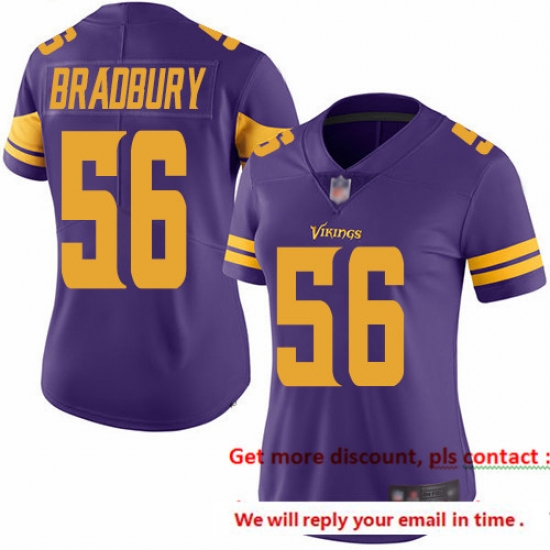 Vikings 56 Garrett Bradbury Purple Women Stitched Football Limited Rush Jersey Vikings 56 Garrett Bradbury Purple Women Stitched Football Limited Rush Jersey