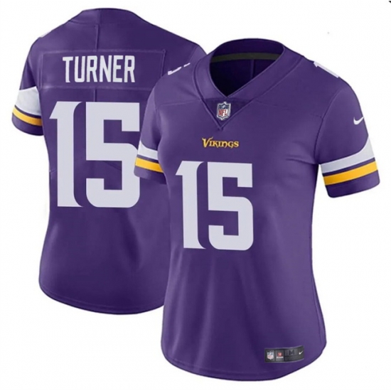 Women Minnesota Vikings 15 Dallas Turner Purple 2024 DraftVapor Stitched Jersey Women Minnesota Vikings 15 Dallas Turner Purple 2024 DraftVapor Stitched Jersey